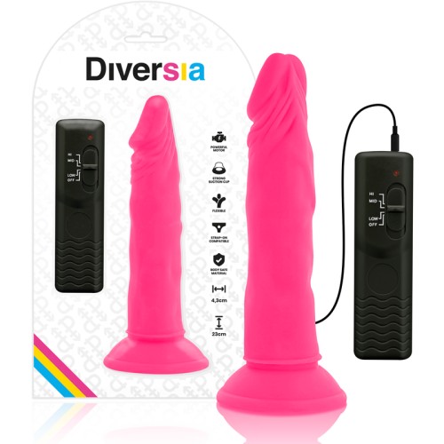 DIVERSIA - DILDO FLESSIBILE CON VIBRAZIONE 23 CM - ROSA
